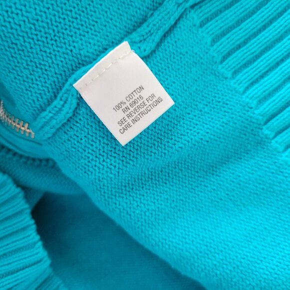 Studio Works Womens Sweater 2X Cardigan Blue Zip Cotton Turtleneck SWE85E - Picture 8 of 9